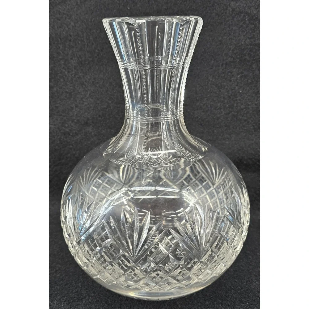 Antique‎ American Brilliant Cut Glass Crystal Vase Carafe Diamond Fan 6x8